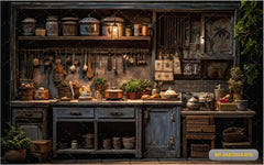 Old House Kitchen babyphotoshoot Backdrop