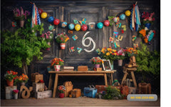 Flower Pot With Garden babyphotoshoot Backdrop