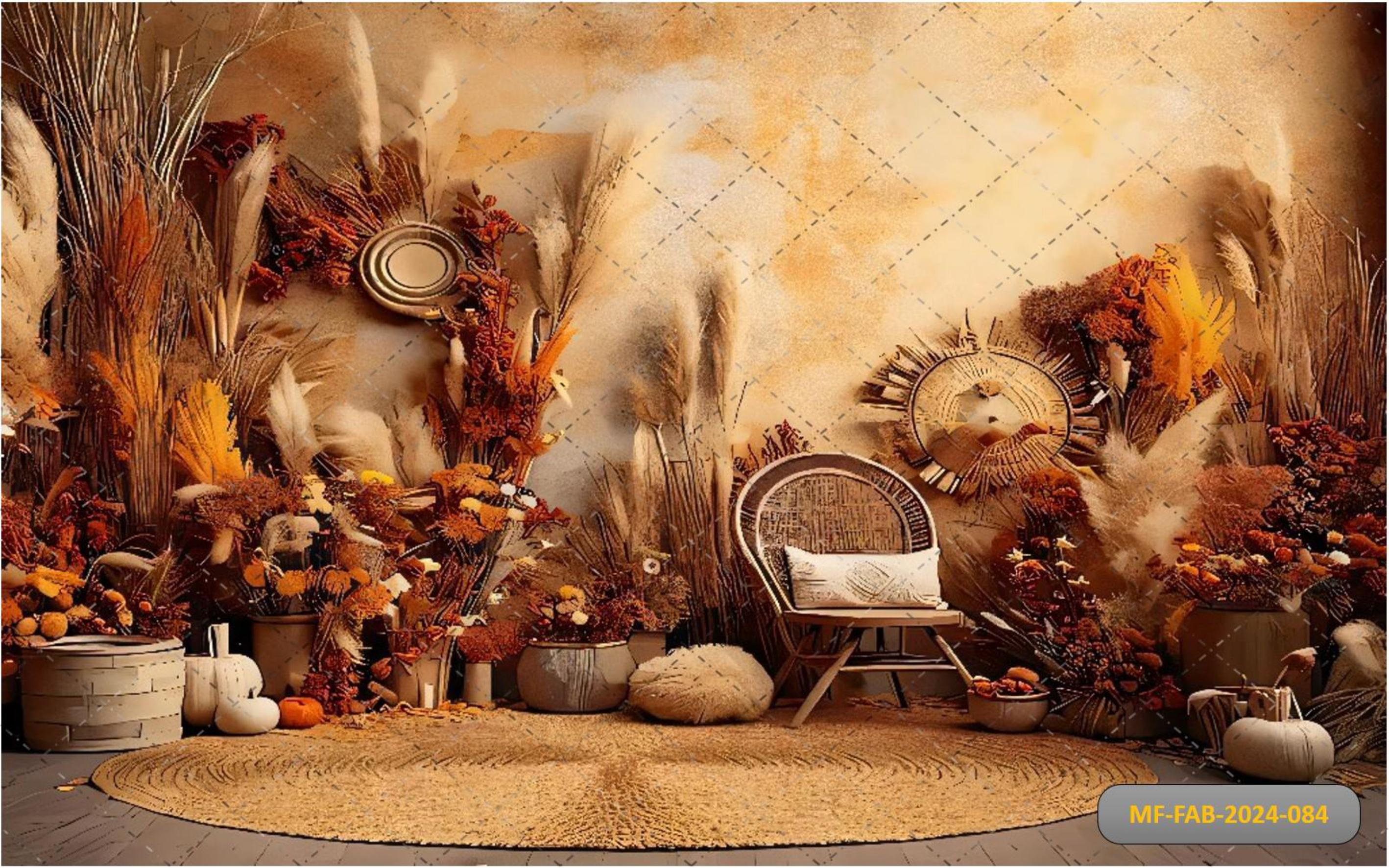 Dry Leafs With Boho Backdrop
