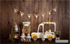 Bunny With Jeep Backdrop-Fabric Backdrop