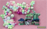 Ballons With Peach Setup backdrop-Fabric Backdrop