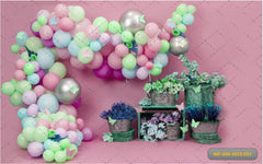 Ballons With Peach Setup backdrop-Fabric Backdrop