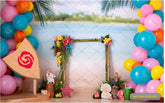Beach With Balloon Backdrop-Fabric Backdrop