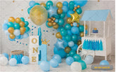 Blue With Cake Wheel Backdrop-Fabric Backdrop