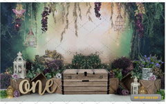 Green with purple color one theme-Fabric Backdrop