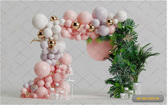 Peach Color Balloon Backdrop-Fabric Backdrop