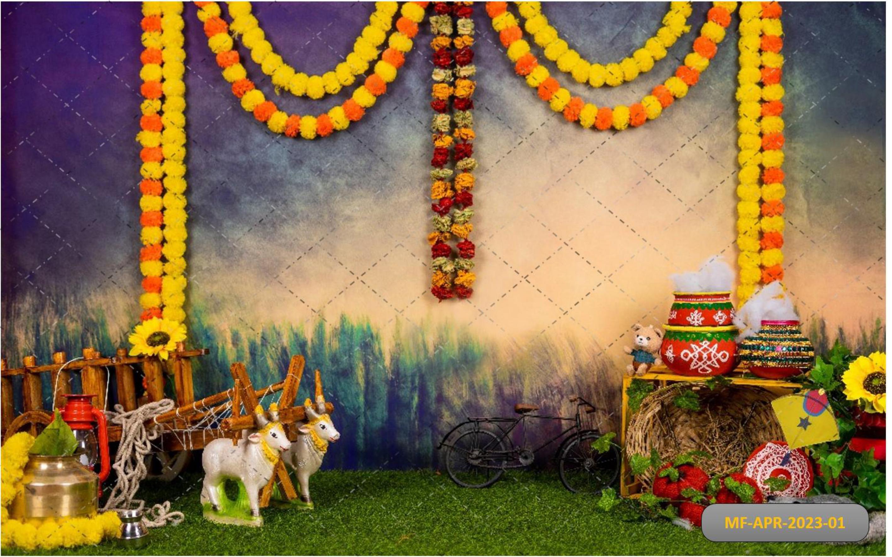 Bell Saram Pongal babyphotoshoot Backdrop
