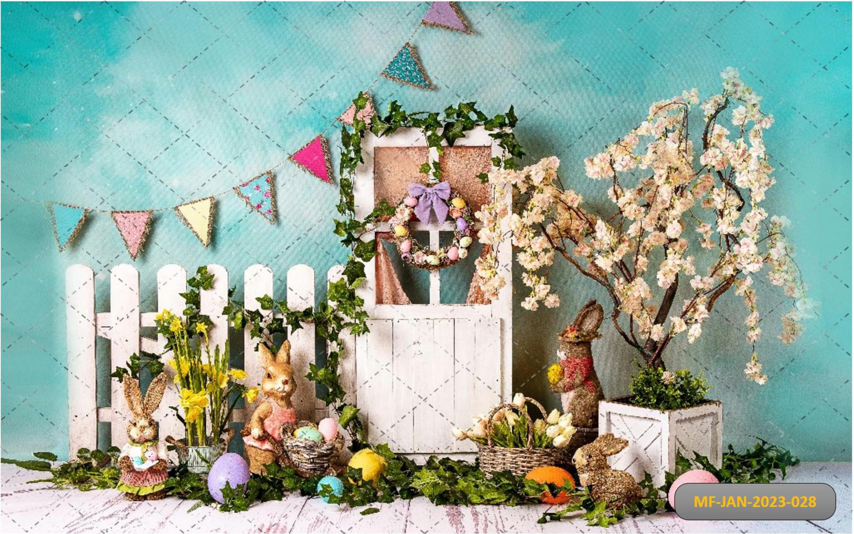 Rabbit With White Door babyphotoshoot Backdrop