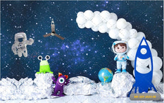Astronaut Birthday Balloon Backdrop-Fabric Backdrop