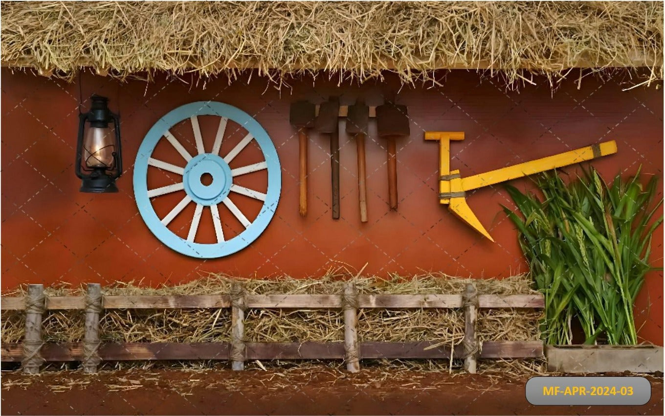 Village Pongal Cow Shed Backdrop