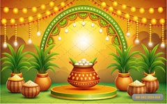 Pongal Pot With Sweets Backdrop