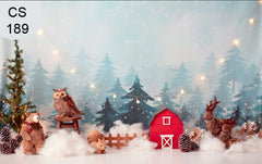 Christmas With Snow Backdrop-Fabric Backdrop