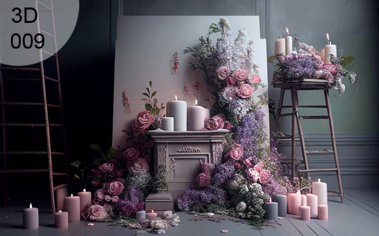Candle With Roses Backdrop