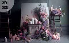 Candle With Roses Backdrop