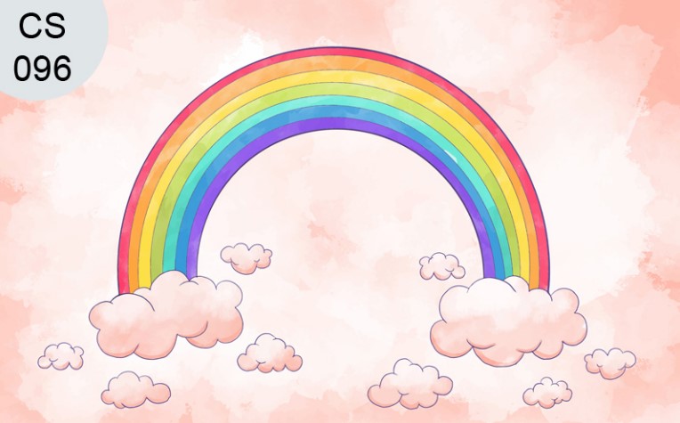 Rainbow Pink color With Clouds Backdrop