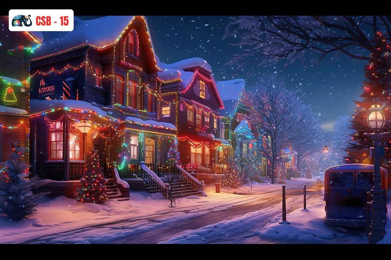 Street Christmas Decoration Backdrop