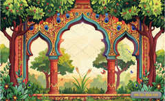 Garden With Multiple Colour Pillar babyphotoshoot Backdrop