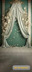 Royal bottle green with white certain floral Backdrop-Fabric backdrop