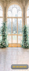 Fence window wirh xmas tree indoor Backdrop-Fabric backdrop