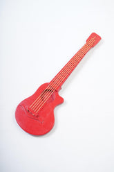Red mini guitar photography prop for newborn baby and toddler music-themed photoshoot