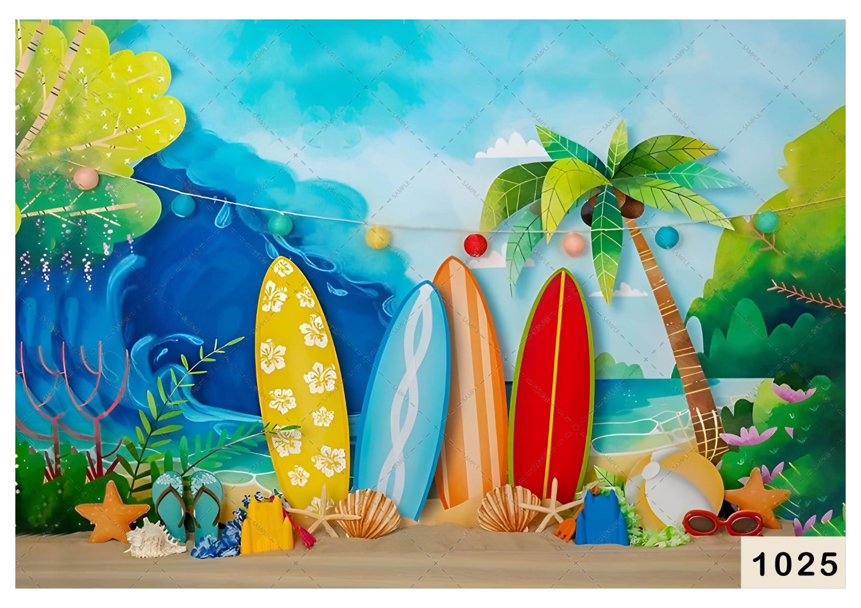 Beach Surfing Board babyphotoshoot Backdrop