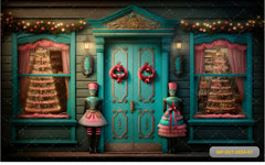 blue door Christmas babyphotoshoot bavkdrop