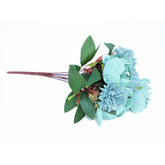 Artificial Cyan Roses peony Flowers Sticks Bunch