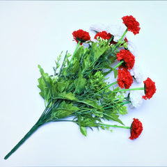 Artificial Red and White Chrysanthemum Beautiful Flower Bunch