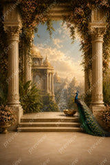 Royal Golden Palace Peacock Arch 8×12 Ft Photoshoot Backdrop | Maternity & Traditional