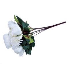 Artificial White Roses Peony Blossoms Bunch