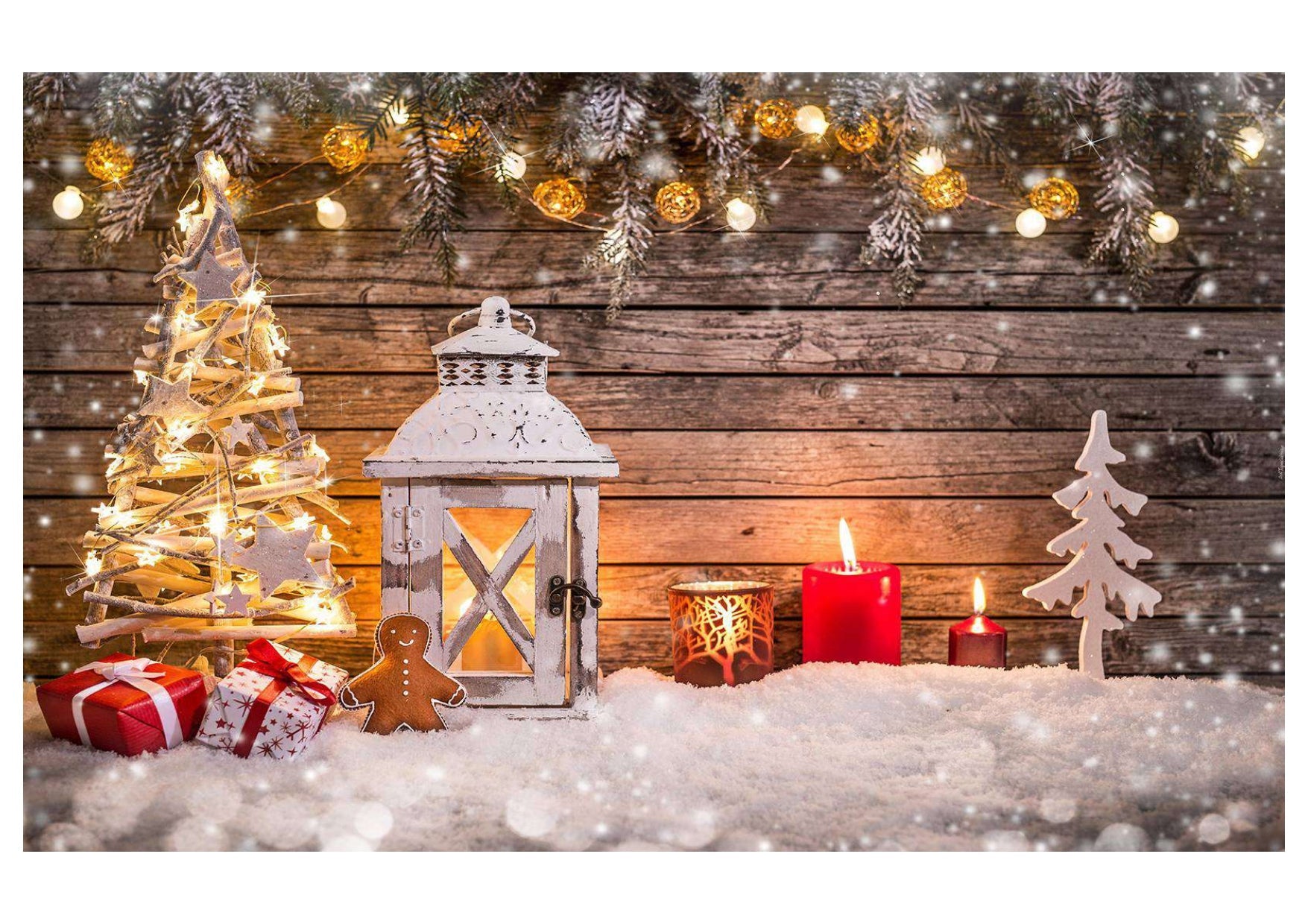 Snow With Christmas Backdrop