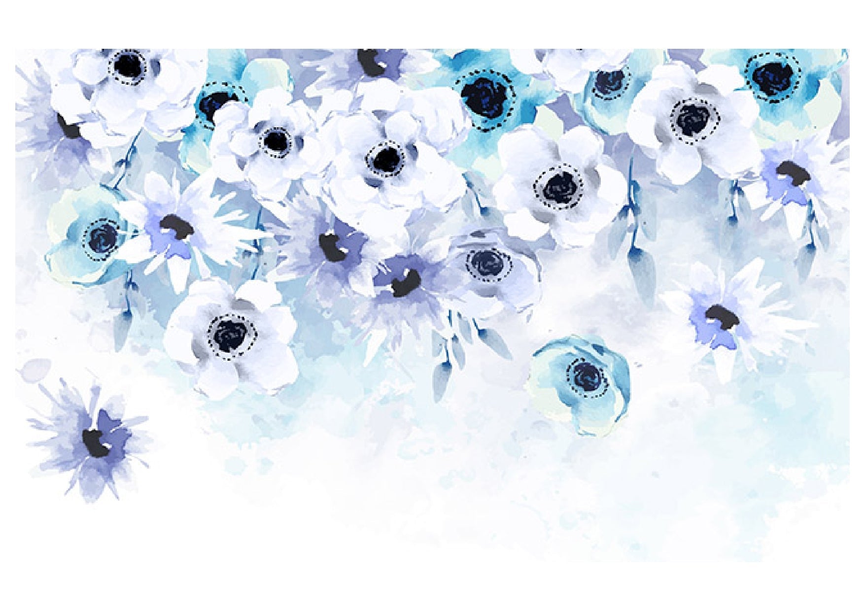 White With Blue Color Flora Backdrop