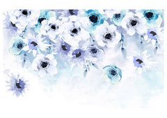 White With Blue Color Flora Backdrop