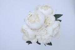 Artificial White Roses Peony Blossoms Bunch