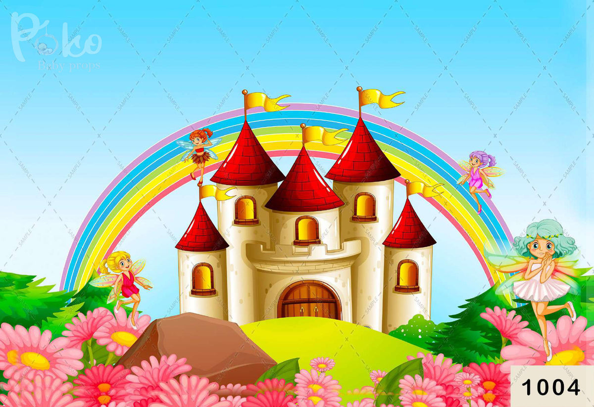 Rainbow Fantasy Castle Backdrop