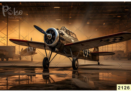 Fabric backdrop- Vintage Aircraft Backdrop