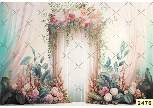Fabric Backdrop-Drawing Flower Arch Backdrop