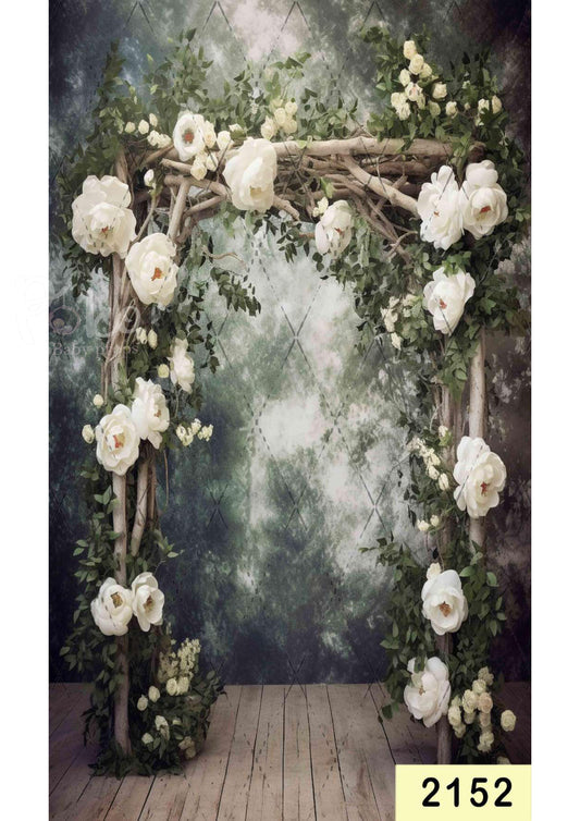 Fabric backdrop- Creeper White Flower Backdrop