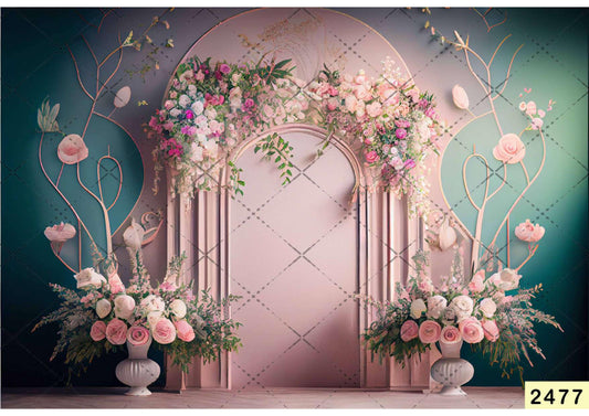 Fabric Backdrop- Elegant Floral Wedding Backdrop