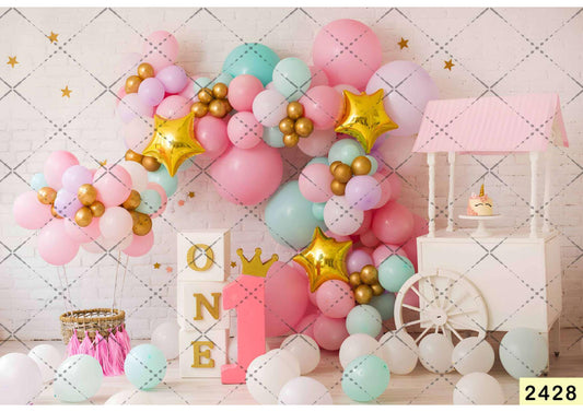 Fabric Backdrop-Candy One Baloon Backdrop