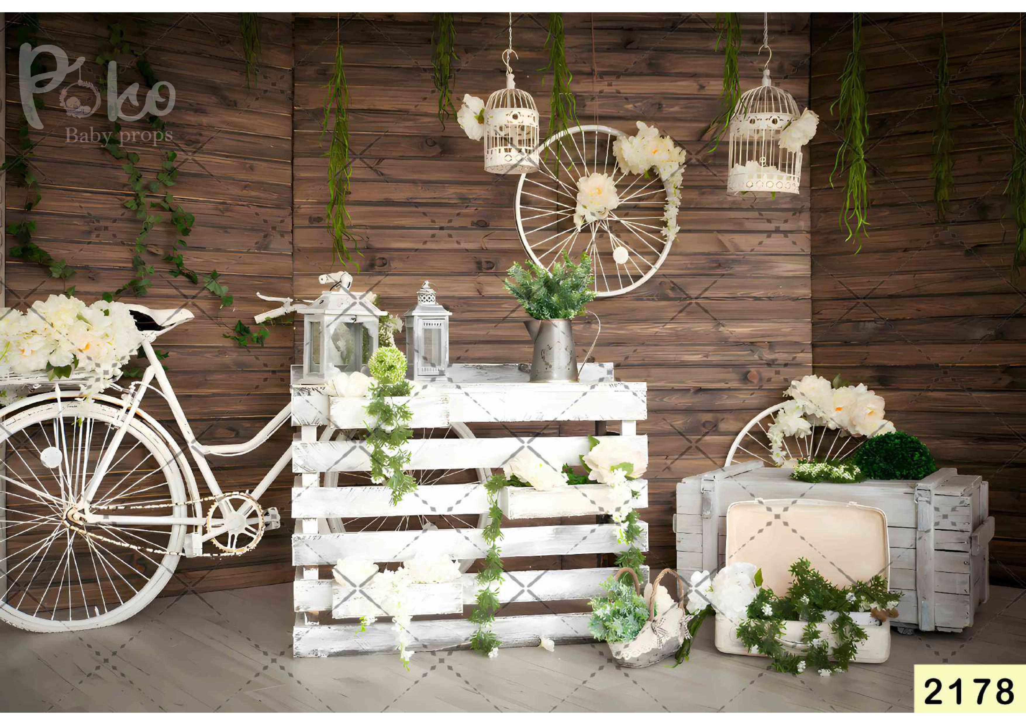 White Cycle Garden Backdrop