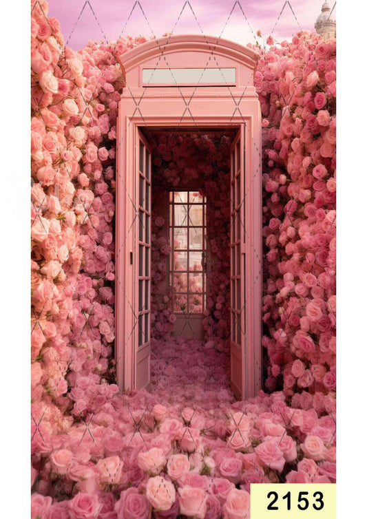 Fabric backdrop-Pink Telephone Booth Backdrop
