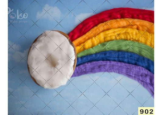 Fabric backdrop-Fur Bowl With Rainbow Backdrop