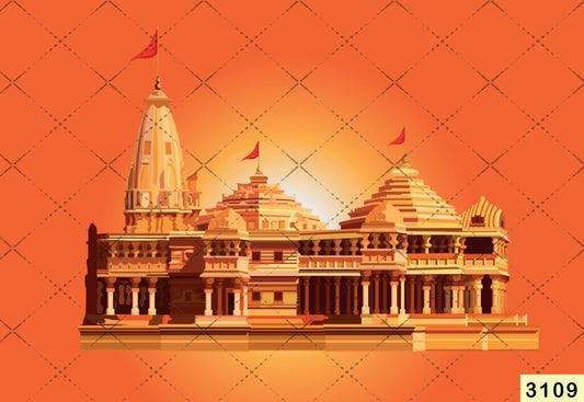 Fabric Backdrop-Ayodhya Ram Mandir Backdrop