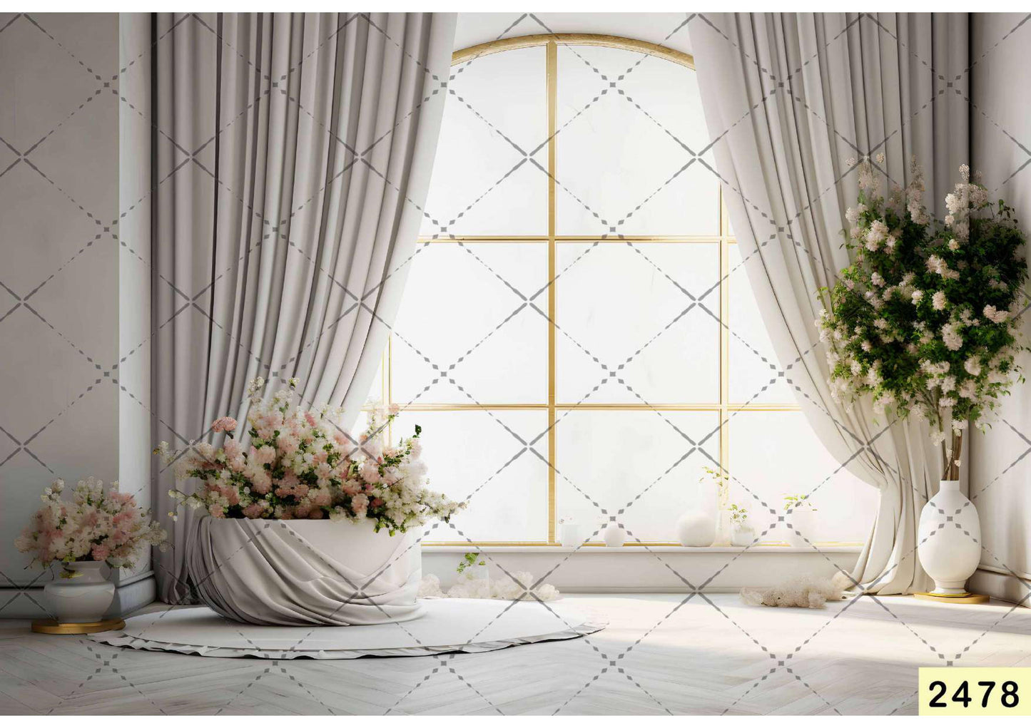 White Curtain with Window Backdrop