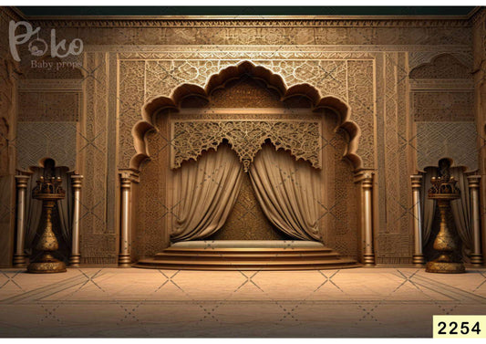 Fabric backdrop-Golden Palace With Arch Backdrop