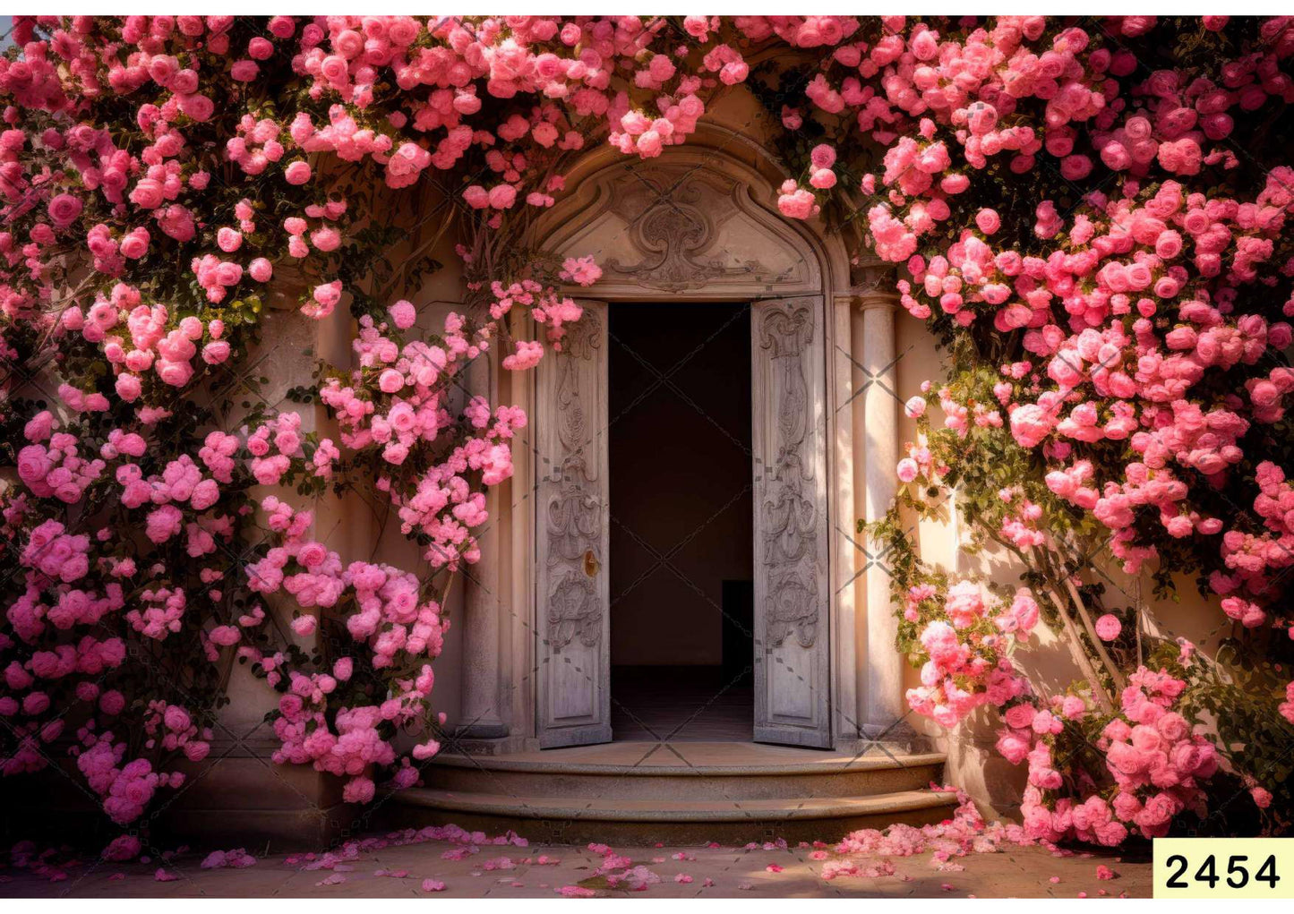 Flowers Garden White Door Backdrop