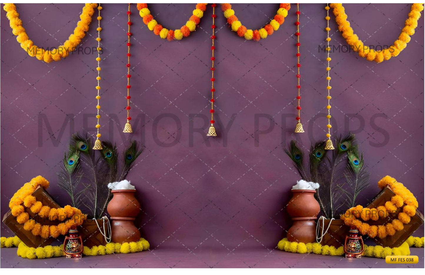 Fabric backdrop-Violet Color Flower Decoration Backdrop