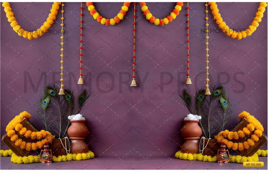 Fabric backdrop-Violet Color Flower Decoration Backdrop