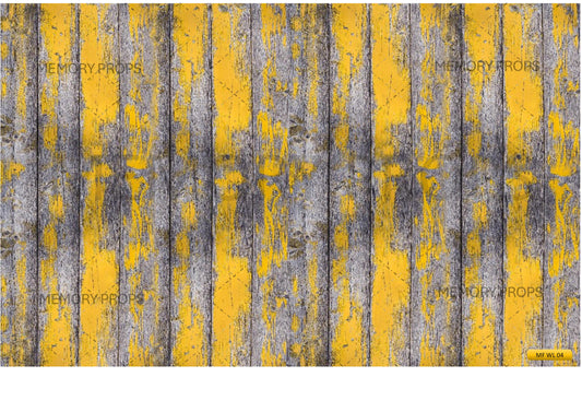 Fabric backdrop-Yellow With Grey Wooden Backdrop